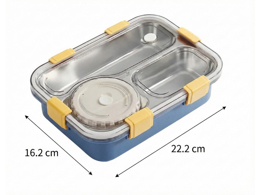 AJ Bento Japanese Lunch Box with Soup Bowl 750ml – Stainless, Blue – view 5