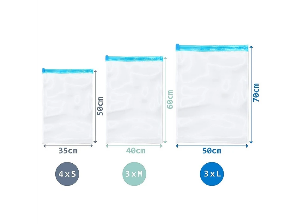 Vilde Vacuum Storage Bags Set of 10 – 3 Sizes for Clothes & Bedding, Transparent – view 5