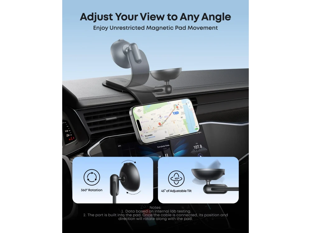 Anker Nano Wireless Car Charger 15W MagGo – Qi2, Magnetic, 180° Memory Alloy Arm – view 5