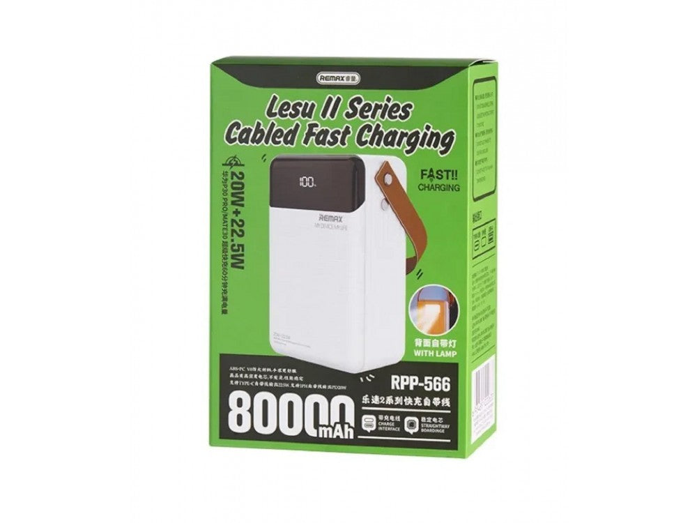 Remax Lesu II RPP-566 Power Bank 80000mAh 22.5W PD USB-C – Digital Display, White – view 5