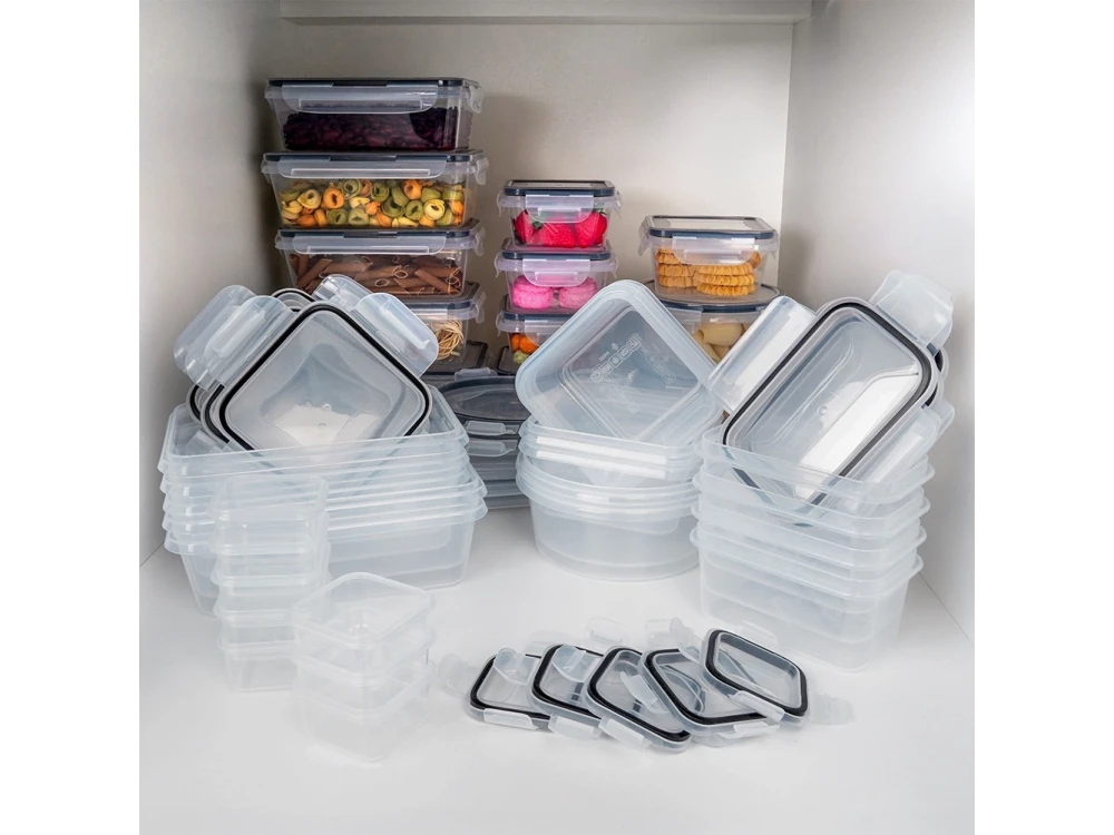 Vilde 24-Piece Airtight Food Container Set BPA-Free – Mixed Sizes, Clear Plastic with Silicone Seal – view 5