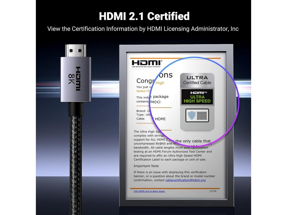 Ugreen HDMI 2.1 Certified Ultra High Speed Cable 8K@60Hz / 4K@120Hz 48Gbps, 1m – view 5