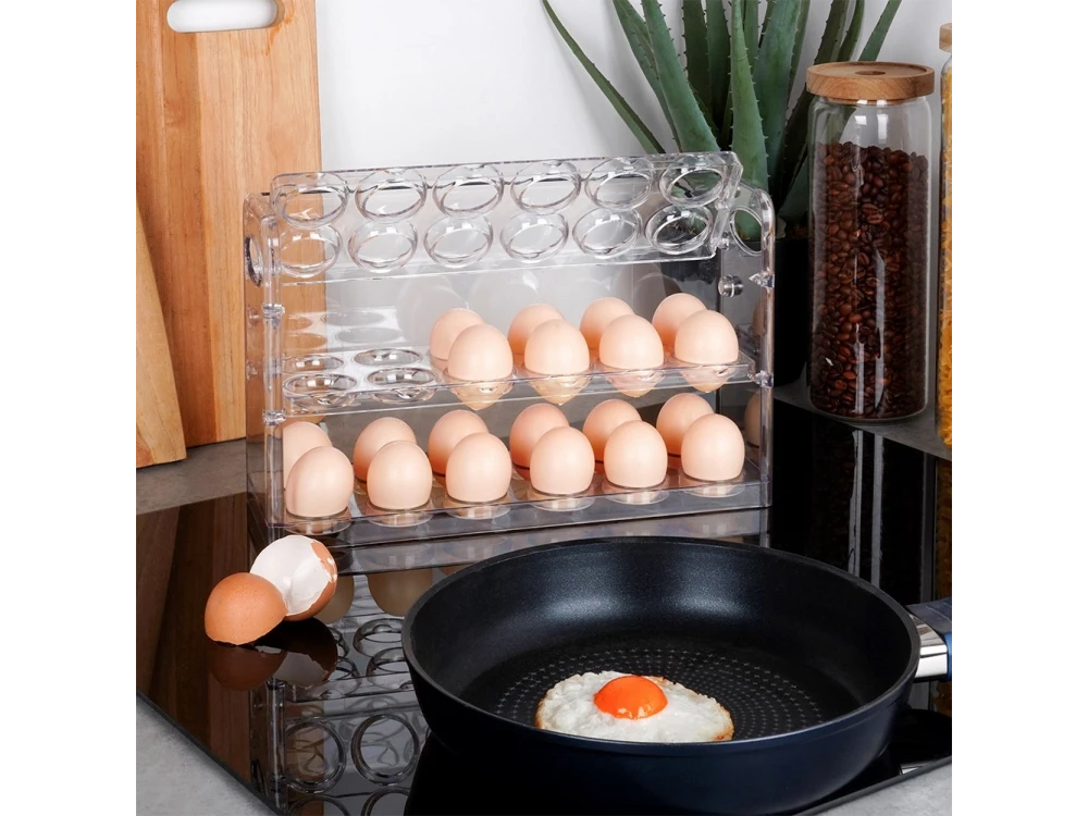 Vilde Egg Holder Organizer for 36 Eggs – 3-Tier Clear Fridge Storage Tray – view 5