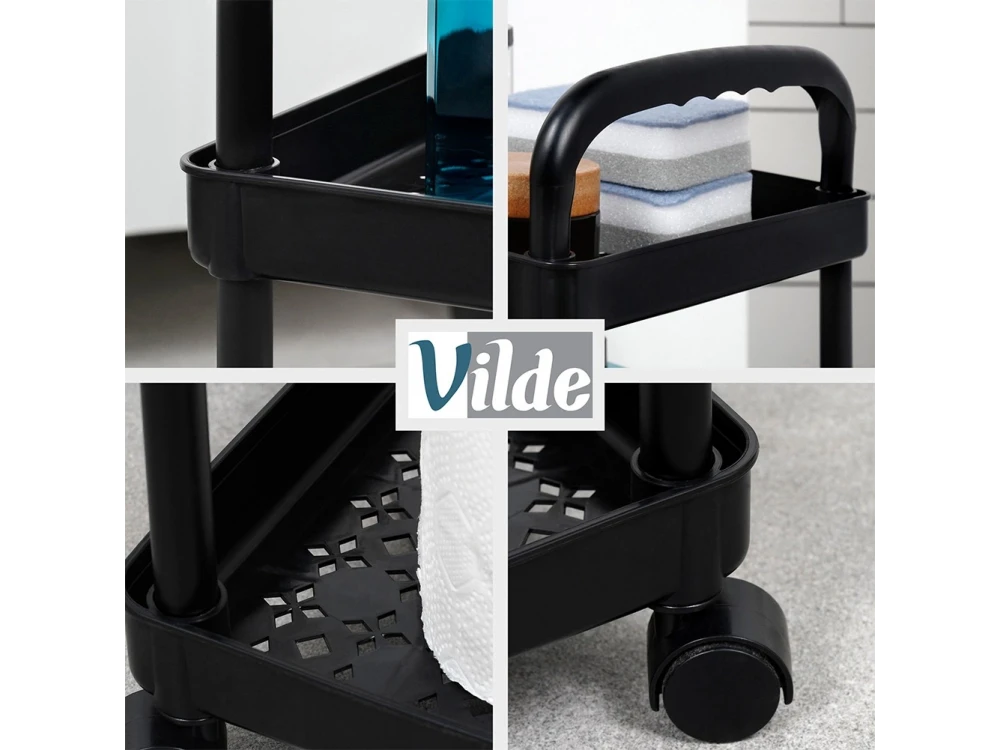 Vilde 3-Tier Storage Trolley Cart 61x30x21cm with Wheels – Black – view 5