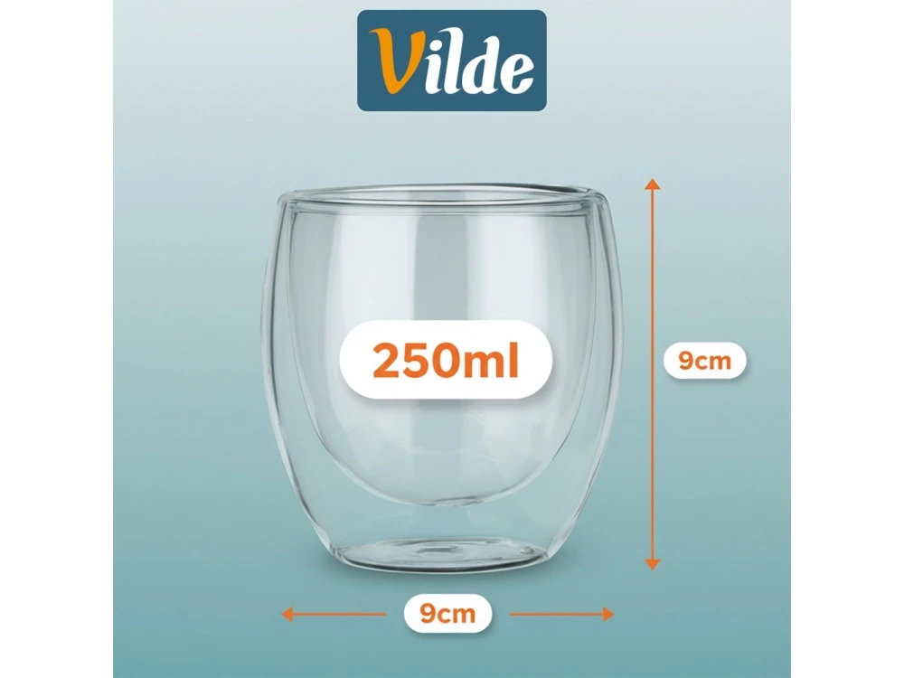 Vilde Premium Double-Walled Borosilicate Glass Espresso / Cappuccino Cups Set of 2 × 250ml – view 5