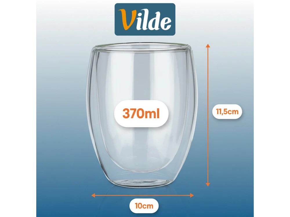 Vilde Premium Double-Walled Borosilicate Glass Cappuccino / Latte Macchiato Cups Set of 2 × 370ml – view 5