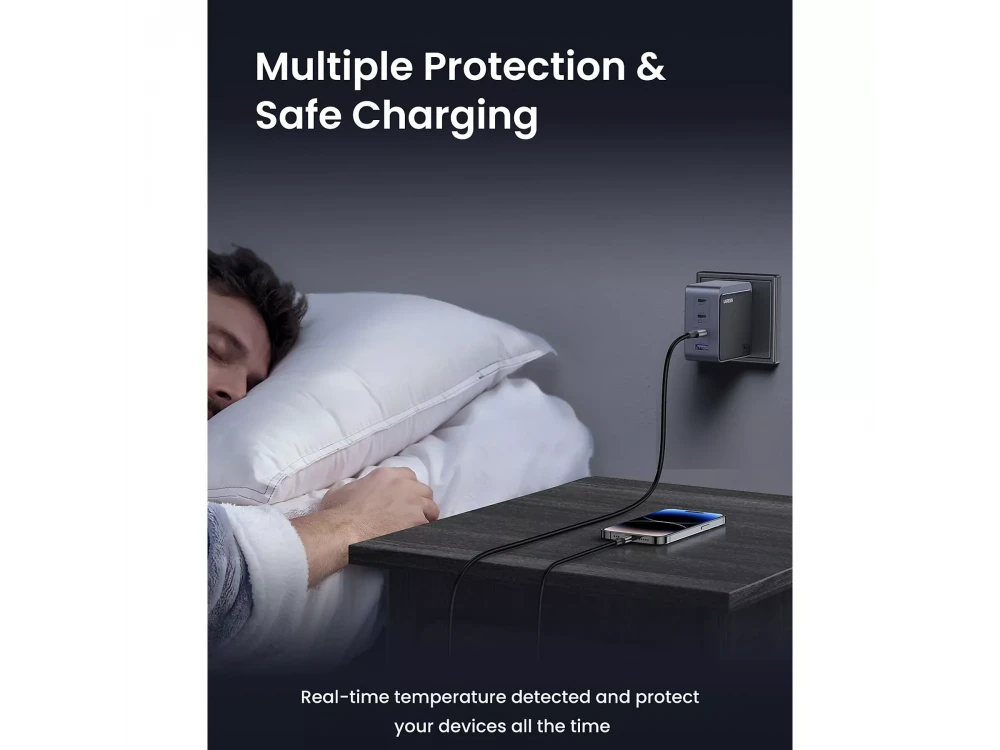 Ugreen X570 GaN 140W USB Charger – 1x USB-A + 3x USB-C, PD 3.1 / QC 5, Grey – view 6