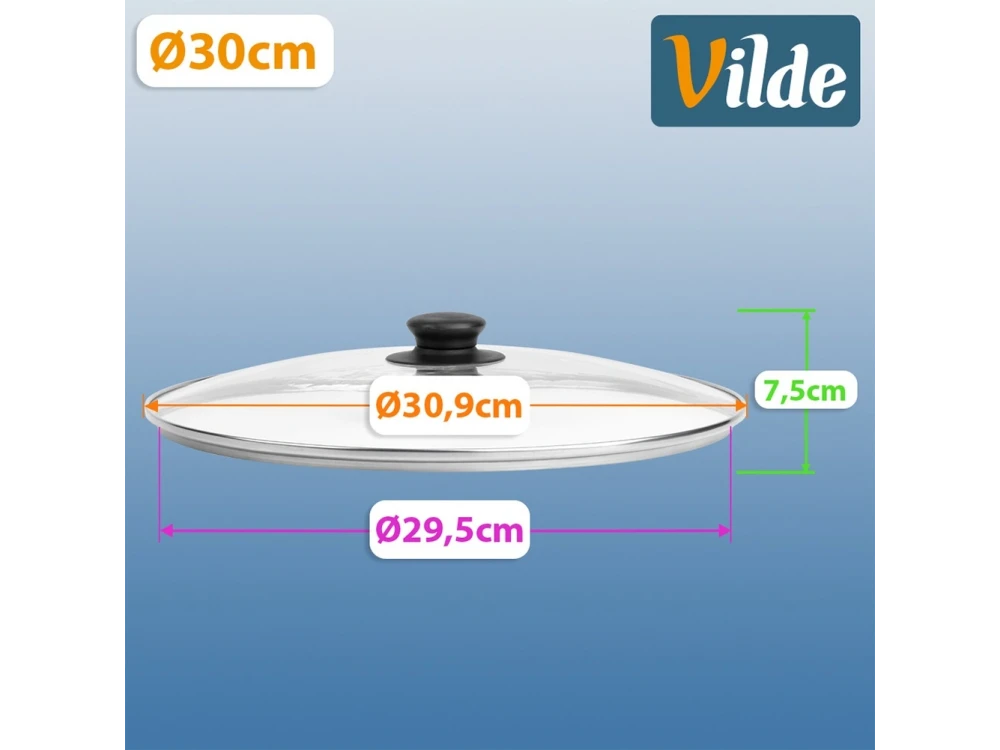 Vilde Glass Lid 30cm for Pots & Pans – Heat Resistant, Steam Vent, Stainless Rim – view 6