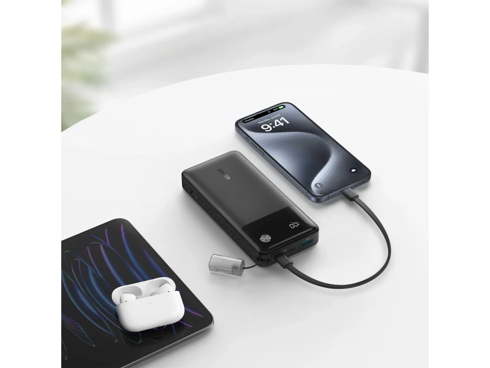 Anker PowerCore Power Bank 20000mAh 30W – USB-A & USB-C, Lanyard Cable, Digital Display, Black – view 6