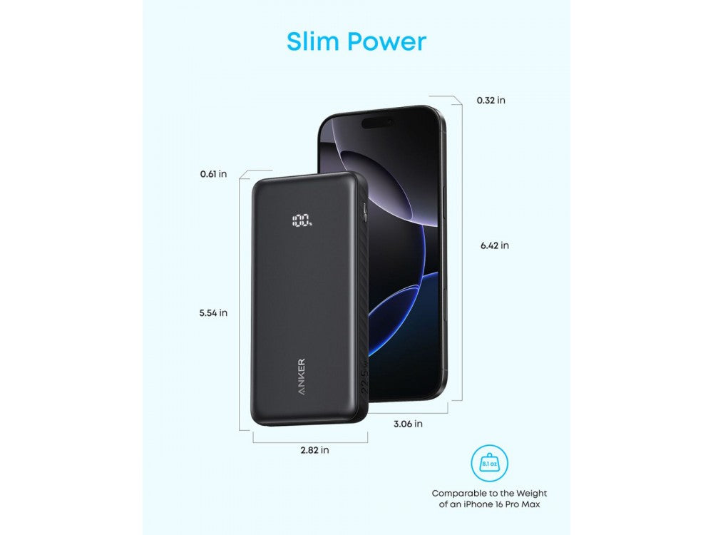 Anker Zolo Power Bank 10000mAh 22.5W with USB-A, USB-C & Built-in USB-C Cable – White – view 6