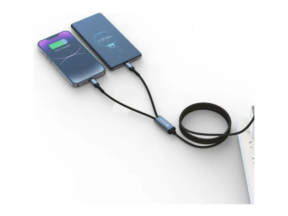 Swissten 2-in-1 USB-C to USB-C + Lightning Cable 1.5m 100W Total – Black – view 6