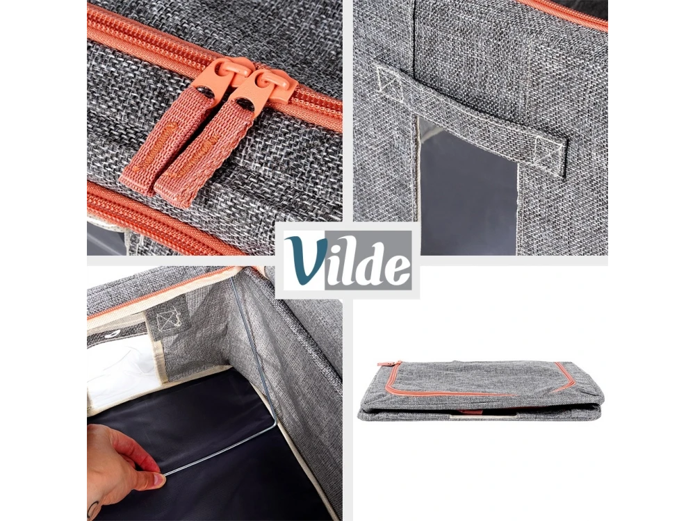 Vilde Fabric Storage Box 22L 40×30×20cm with 2 Window Openings – Gray – view 6