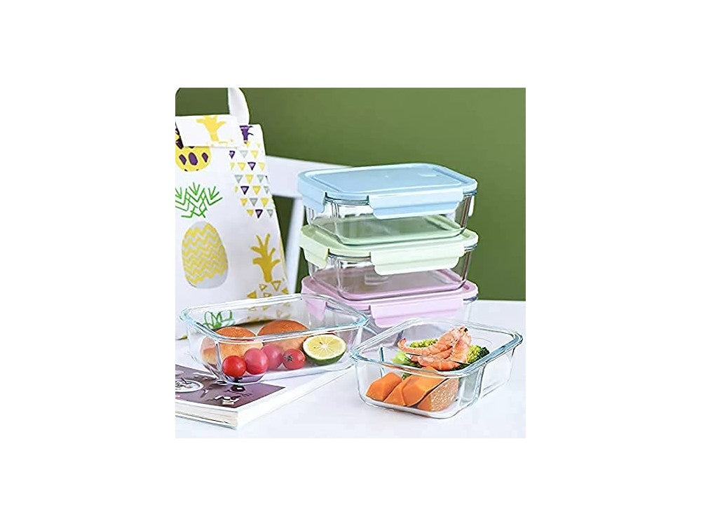 AJ Glass Meal Prep Container 2-Compartment with Airtight Lid 1000ml – Clear – view 6