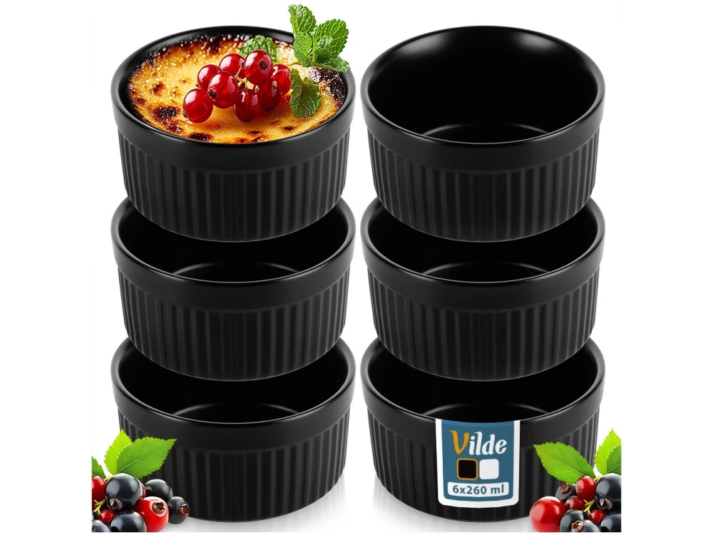 Vilde Ceramic Ramekin Set 6-Piece Ø10cm – Oven & Microwave Safe, Black – view 6