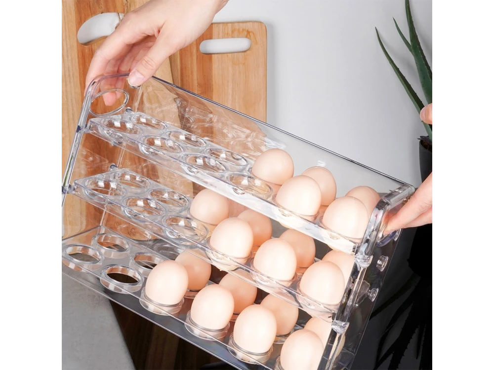 Vilde Egg Holder Organizer for 36 Eggs – 3-Tier Clear Fridge Storage Tray – view 6