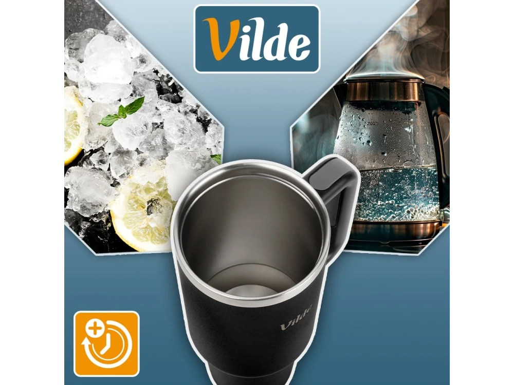 Vilde Travel Mug Steel 1.2L – Stainless, Vacuum Insulated, Straw, Handle, Black – view 6