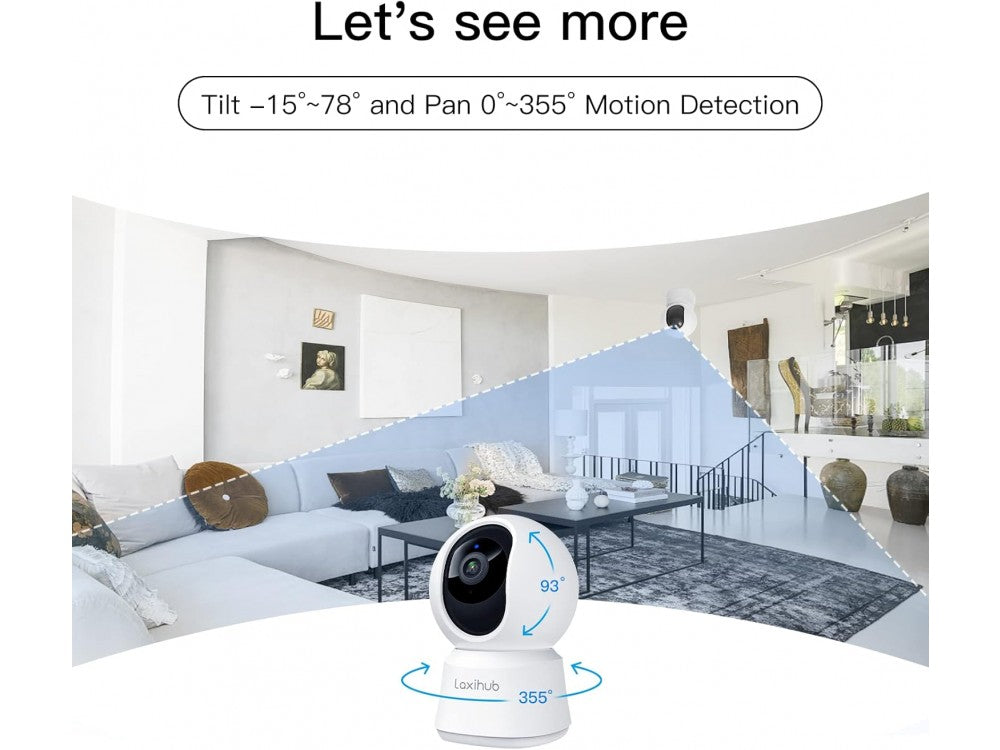 Laxihub P2F Baby Monitor – 2K Indoor Pan & Tilt WiFi Camera with Night Vision, 2-Way Audio – view 6