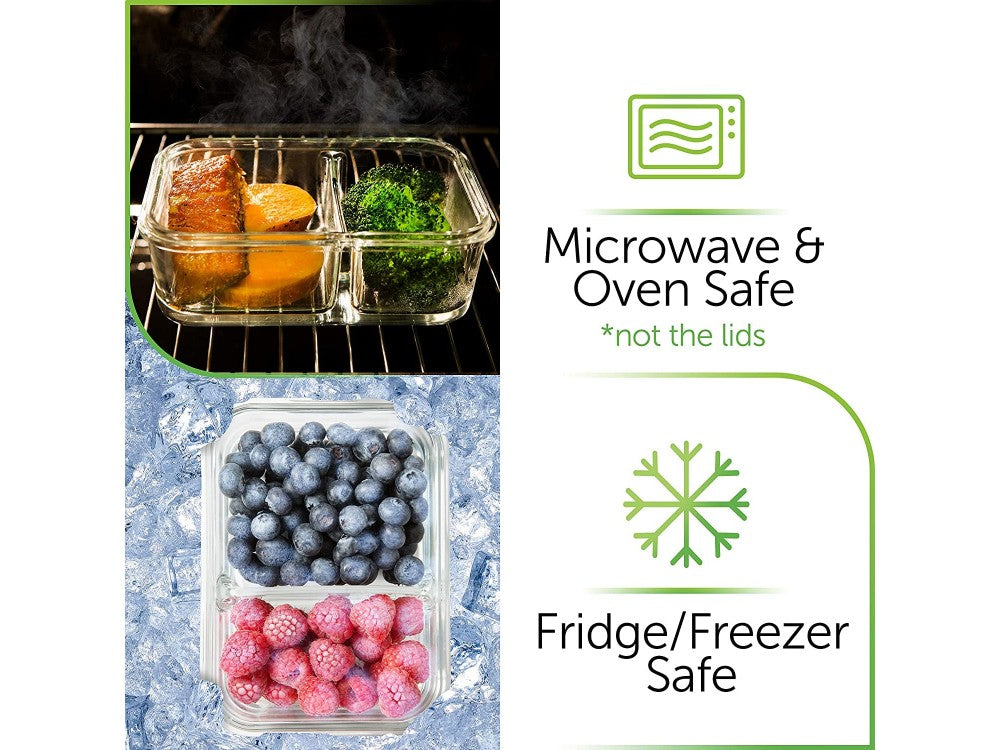 AJ Glass Meal Prep Container 2-Compartment 650ml – Clear – view 6