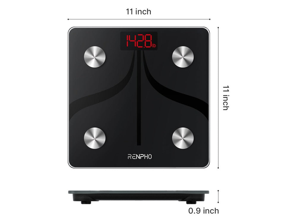 RENPHO Elis 1 Smart Scale – Body Fat / BMI, Bluetooth & WiFi, USB Rechargeable, Black – view 7