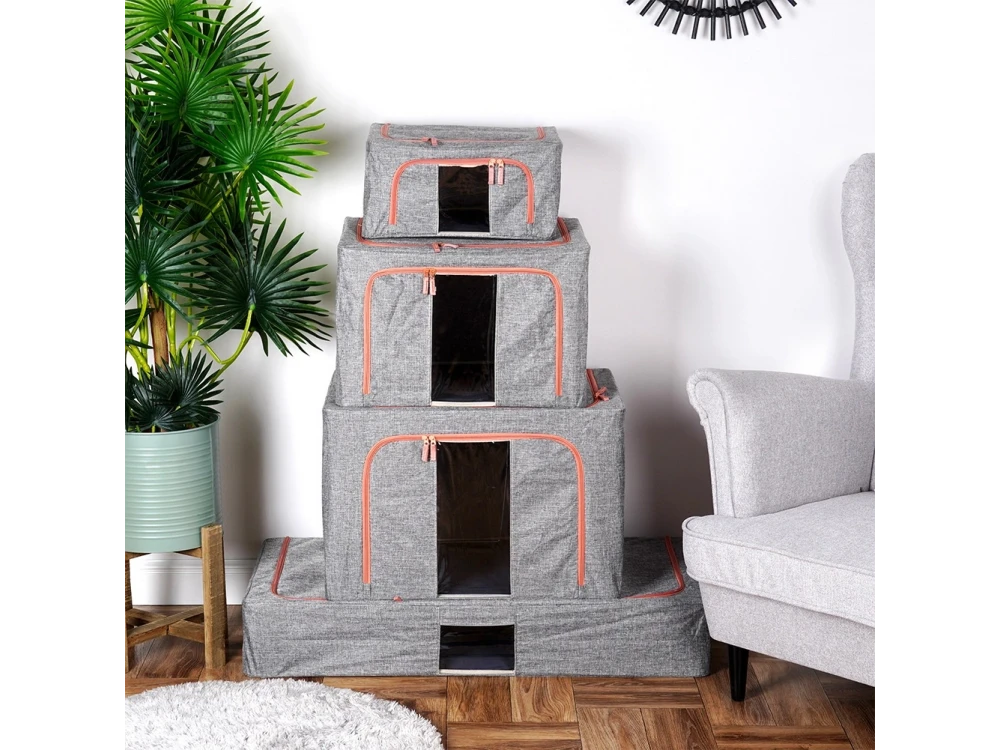 Vilde Fabric Storage Box 66L 50×40×33cm with 2 Window Openings – Gray – view 7