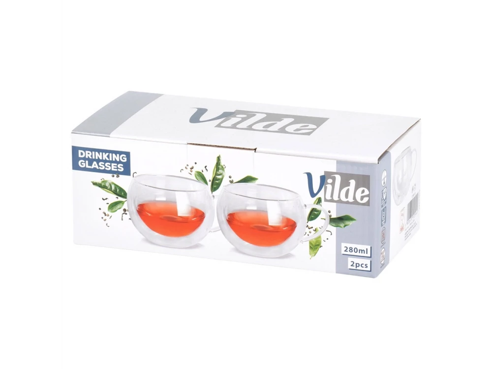 Vilde Premium Double-Walled Cappuccino Glasses Set of 2 – 280ml Borosilicate, with Handle – view 7