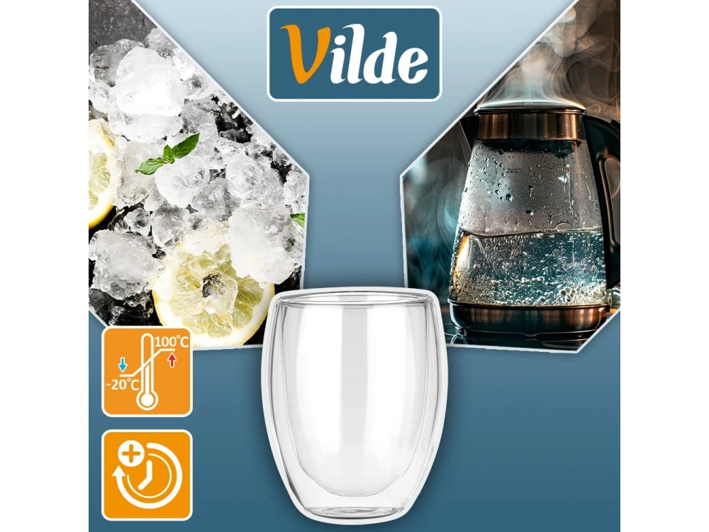 Vilde Premium Double-Walled Borosilicate Glass Cappuccino / Latte Macchiato Cups Set of 2 × 370ml – view 7
