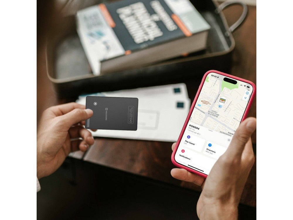 Swissten Ultra Slim Find Card – Apple Find My Wireless Rechargeable Tracker, Black – view 7