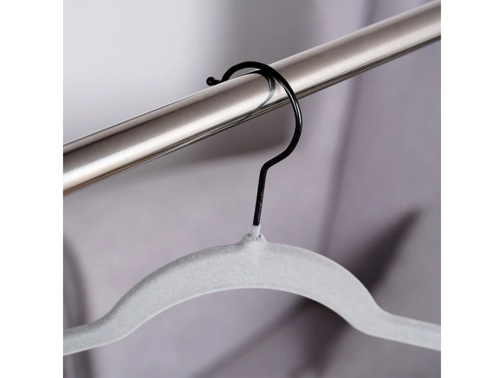Vilde Velvet Clothes Hangers Set of 10 – Non-Slip, Swivel Hook, Grey – view 7