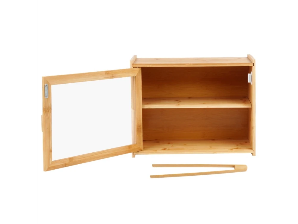 Vilde Bamboo Bread Bin 2-Tier 40×20×31cm with Clear Window and Bamboo Tongs – view 7