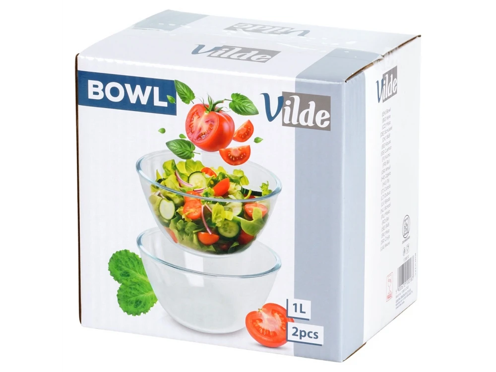Vilde Serving Bowl Glass 1L Set of 2 – 17x17x9 cm Clear Glass Salad Bowls – view 7