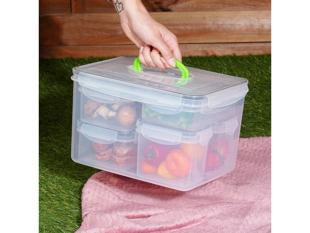 Vilde Food Storage Containers Set of 7 – BPA-Free, Airtight, 670ml to 8200ml, Clear with Carry Handle – view 7