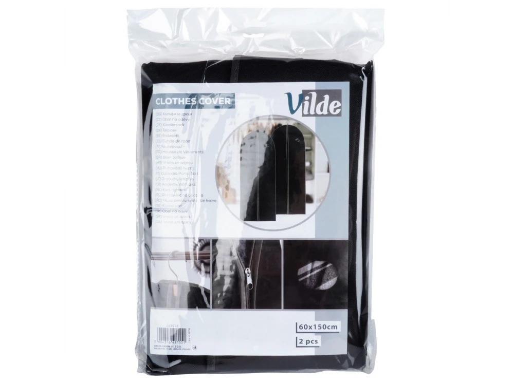 Vilde Hanging Garment Storage Bag Set – 60x150cm, Set of 2, Black – view 7