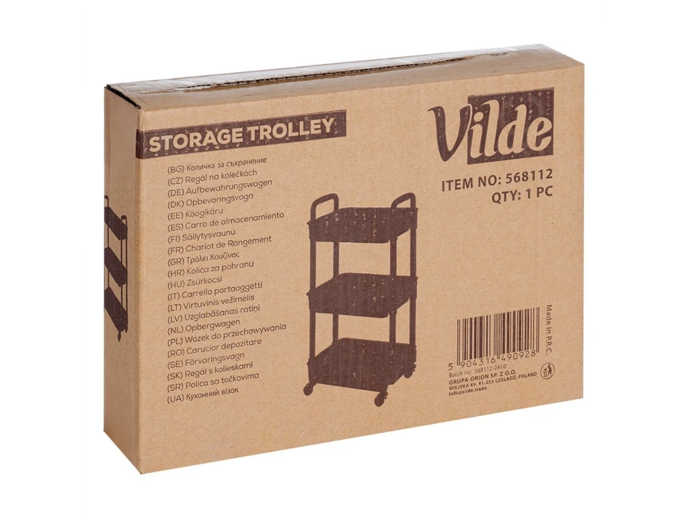 Vilde 3-Tier Storage Trolley Cart 61x30x21cm with Wheels – Black – view 8