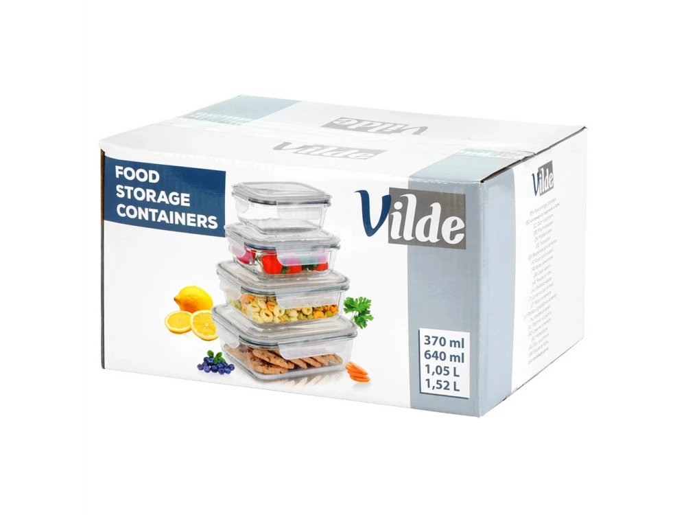 Vilde Premium Borosilicate Glass Food Containers Set of 4 with Airtight Lids – 370/640/1050/1520ml – view 8