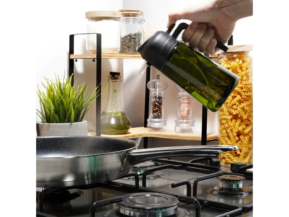 Vilde Oil Sprayer 450ml Glass Bottle – Pump Spray & Pour, Black / Dark Green – view 8