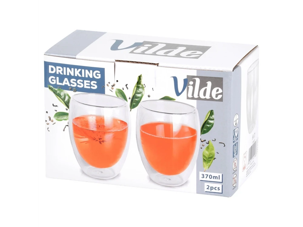 Vilde Premium Double-Walled Borosilicate Glass Cappuccino / Latte Macchiato Cups Set of 2 × 370ml – view 8