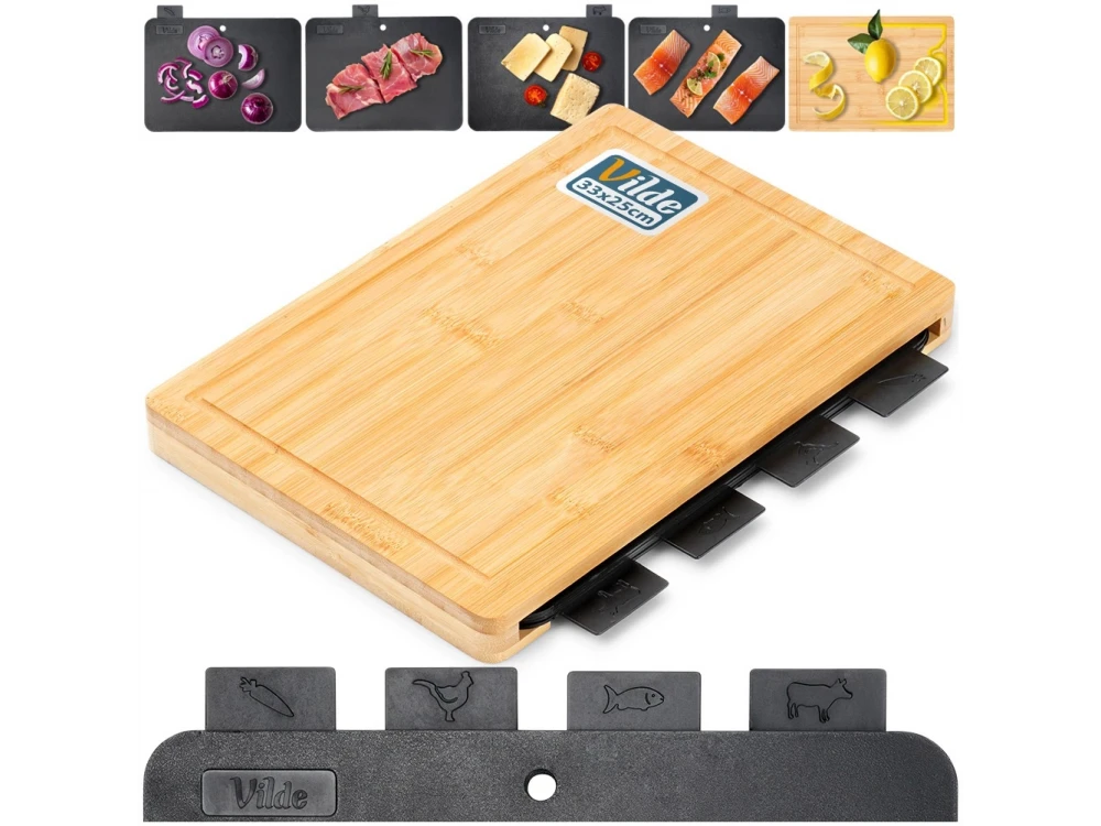 Vilde Bamboo Chopping Boards Set of 5 with Stand – view 8