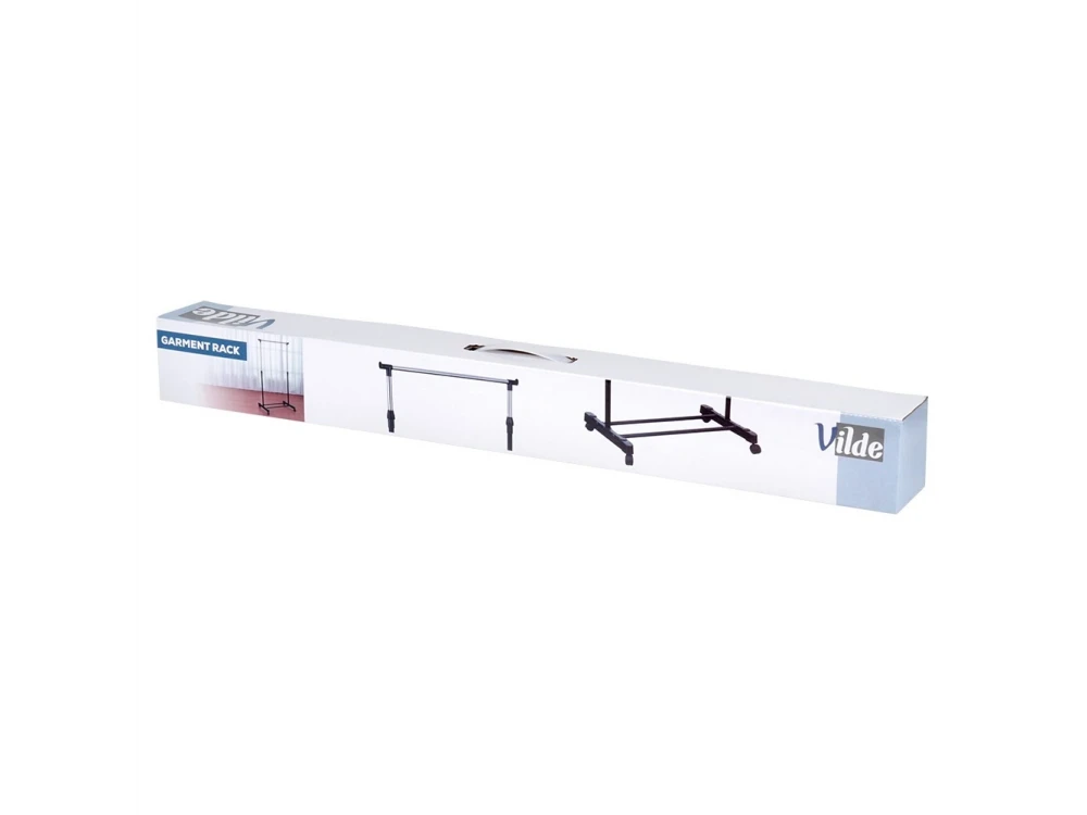 Vilde Metal Rolling Clothes Rack – Height-Adjustable, Bottom Shelf, 72x42x140cm, Black – view 8