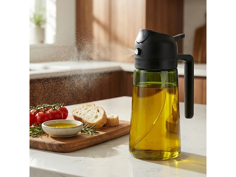 Vilde Oil Sprayer 450ml Glass Bottle – Pump Spray & Pour, Black / Dark Green – view 9