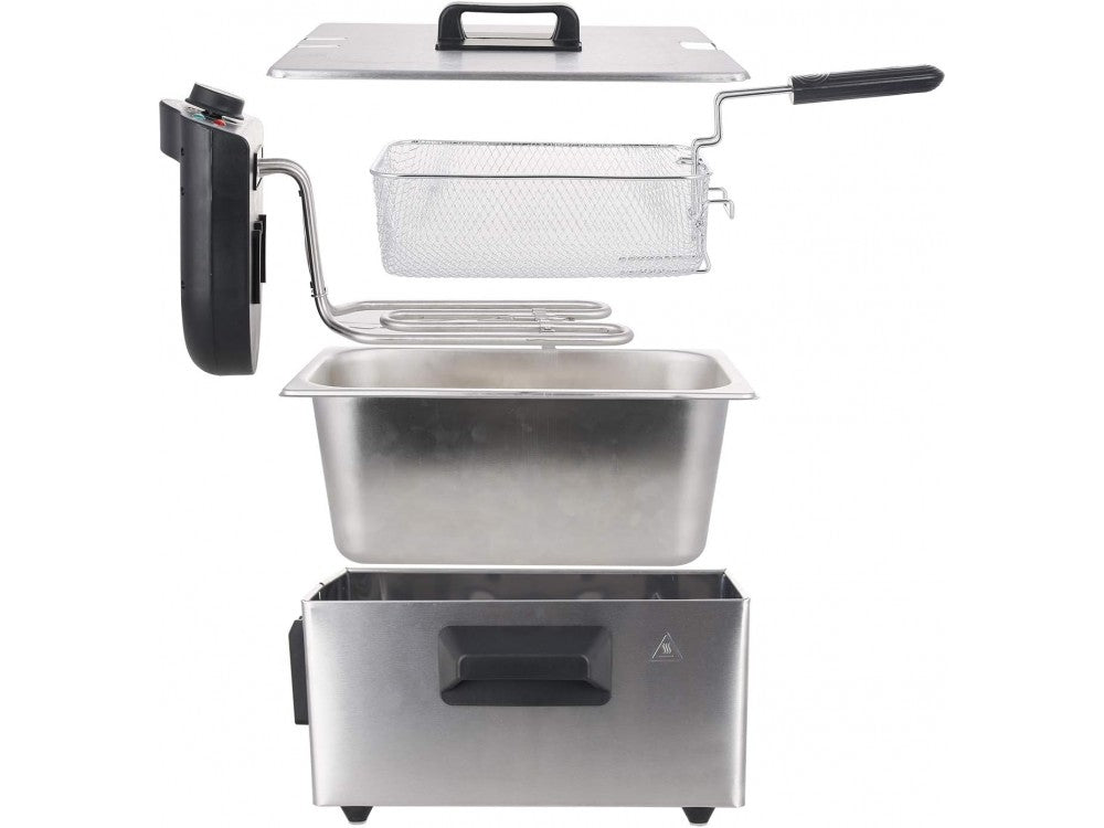 Emerio Oil Deep Fryer 2000W Stainless Steel BPA & PFAS Free 3L Removable Pot with Lid – Silver – view 9