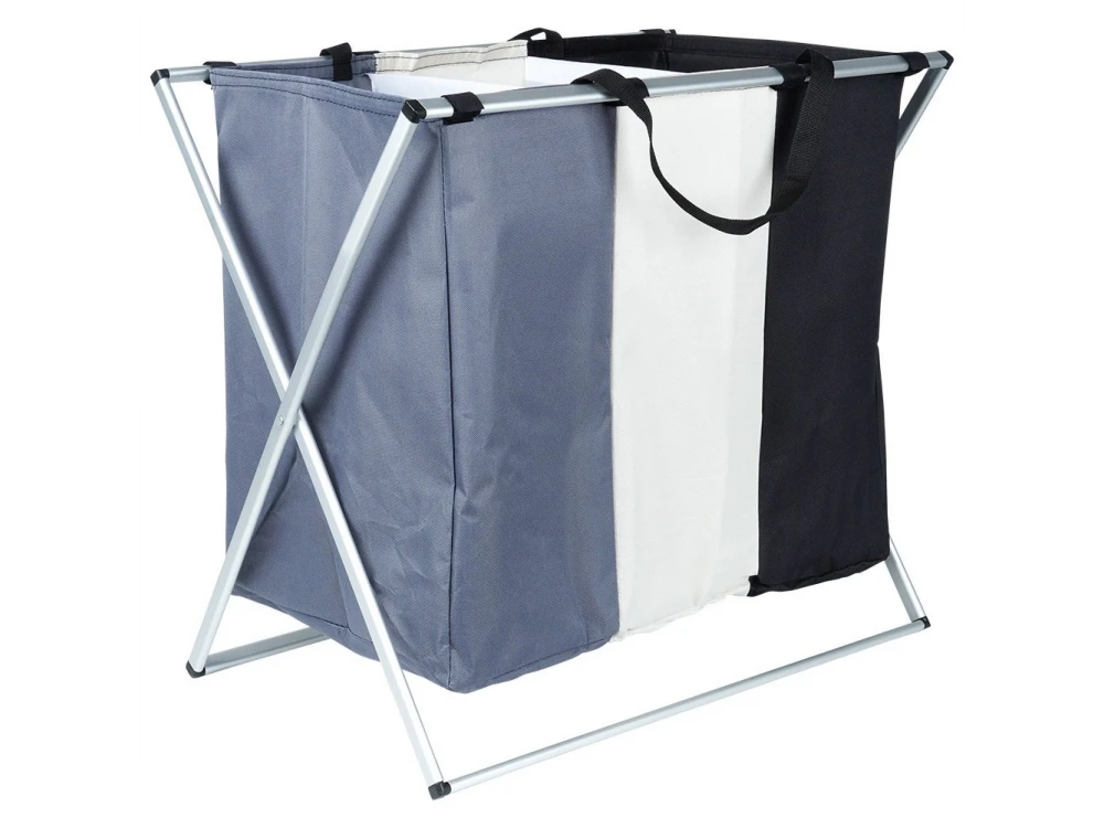 Vilde Foldable Laundry Basket – 3-Compartment Metal Frame 55 × 60 × 40 cm – view 9