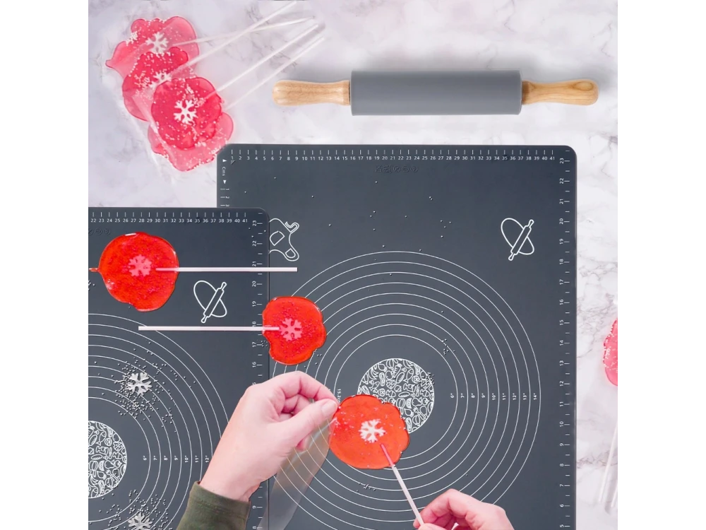 Vilde Silicone Baking Mat 65×45cm with Rolling Pin – Non-Stick, Heat Resistant, Grey – view 9