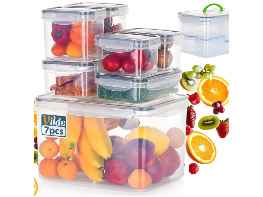 Vilde Food Storage Containers Set of 7 – BPA-Free, Airtight, 670ml to 8200ml, Clear with Carry Handle – view 9