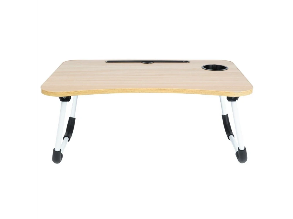 Vilde Laptop Desk with Cup & Tablet Holder – Portable Lap Tray, Brown – view 9