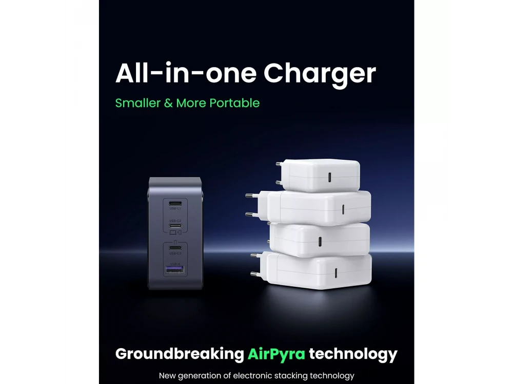Ugreen X570 GaN 140W USB Charger – 1x USB-A + 3x USB-C, PD 3.1 / QC 5, Grey – view 10