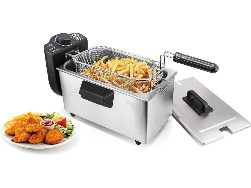 Emerio Oil Deep Fryer 2000W Stainless Steel BPA & PFAS Free 3L Removable Pot with Lid – Silver – view 10