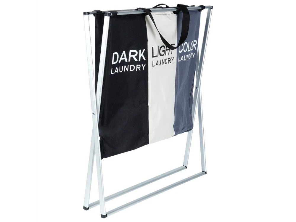 Vilde Foldable Laundry Basket – 3-Compartment Metal Frame 55 × 60 × 40 cm – view 10