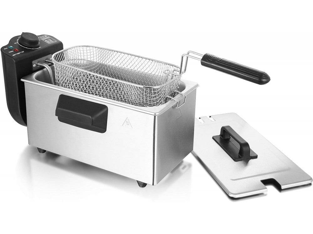 Emerio Oil Deep Fryer 2000W Stainless Steel BPA & PFAS Free 3L Removable Pot with Lid – Silver – view 11