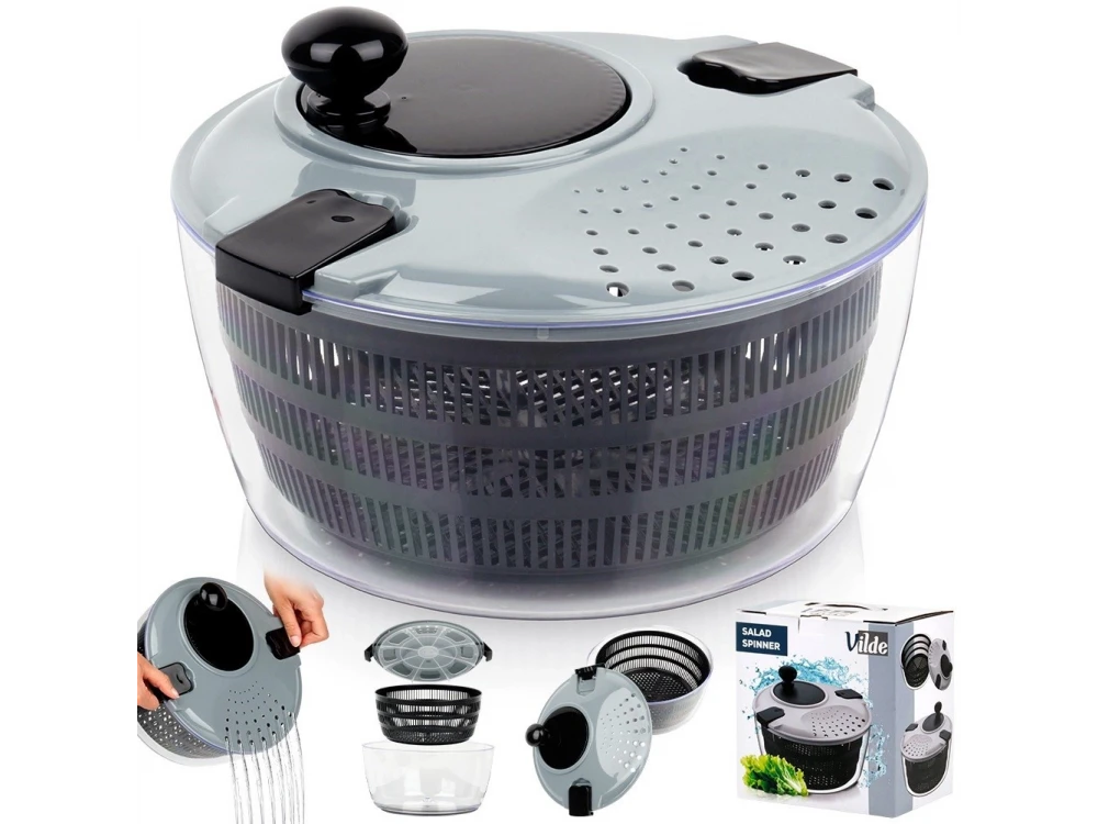 Vilde Premium Manual Salad Spinner 26cm 4L – Grey – view 12