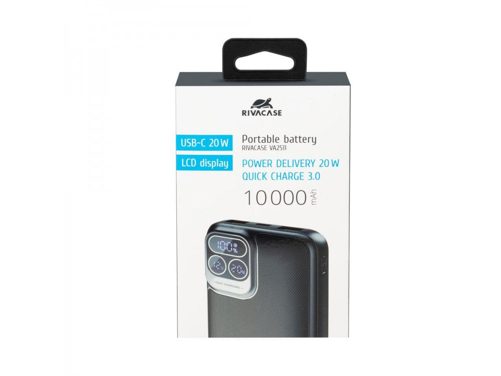Rivacase VA2511 10000mAh Power Bank 20W USB-C PD QC3.0 with LCD Screen – Black – view 17